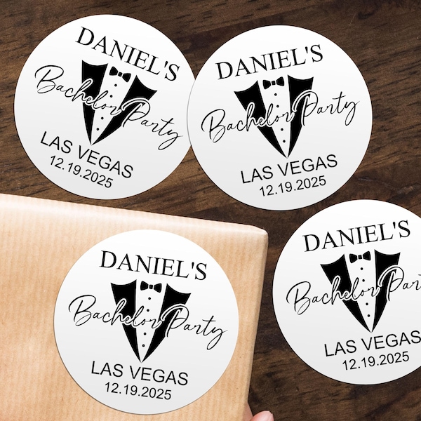 Custom Bachelor Party Favor Labels/Personalized Groom Favor Tags/Bachelor Weekend Treat Bag Stickers/Bachelor Party Club Invitation Stickers