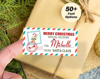 Große Weihnachtsgeschenkaufkleber / personalisierte Weihnachtspostaufkleber / von Weihnachtsmann-Etiketten / Weihnachtsgeschenkanhänger-Aufkleber / Weihnachtsgeschenkaufkleber / Aufkleber vom Weihnachtsmann