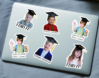 Personalized Graduation Face Stickers, Graduation Memory Photo Decals, Laptop Sticker, Notebook Sticker, Car Decal