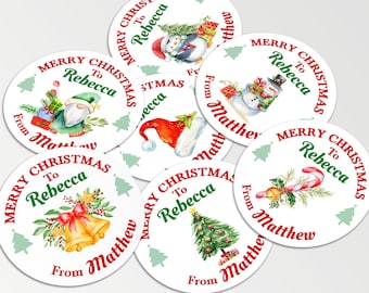 Personalisiert von Santa Aufklebern / Weihnachtsgeschenkaufkleber / Von Santa Aufklebern / Benutzerdefinierte Feiertagsetiketten / Weihnachtsbevorzugungsaufkleber / Von Aufklebern