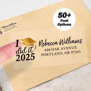 Clear Graduation Address Label/Graduate Announcement Return Address Label/Custom Grad Labels/2024 Grad Party Invitation Guest Address Labels