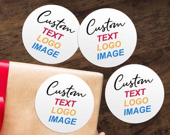 Personalized Gift Stickers with Text/Logo/Image/Round Business logo Labels/Bulk Custom Stickers for Wedding/Birthday/Bachelorette/Parties