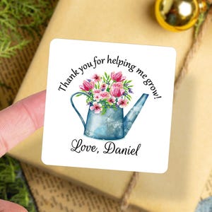 Personalized Floral Design Gift Stickers, Teacher Appreciation Gift Stickers, Square Thank You Teacher Favor Tags, Gift Tags for Treat Bag