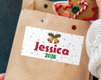 Kerststickers met gepersonaliseerde naam/Etiketten voor kerstcadeaus/Cadeau-etiketten voor kinderen/Cadeau-etiketten/Kerststickers/Etiketten voor feestdagscadeaus