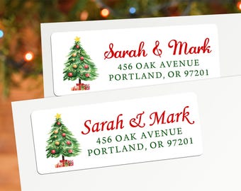 Custom Christmas Tree Address Label/Unique Holiday Label for Christmas Card/Christmas Address Label/Xmas Santa Mailing Return Address Label