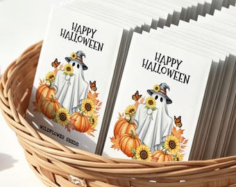 Personalized Halloween Seed Favors, Skeleton Wedding Favors, Gothic Fall Party Favor Packets, Spooky Wildflower Seed Packets
