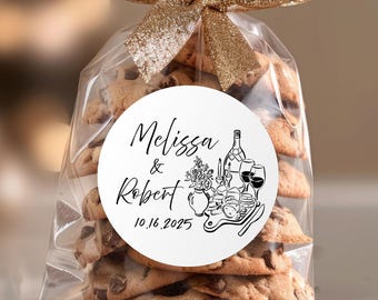 Personalized Wedding Favor Stickers, Wedding Guest Gift Candy Labels, Custom Round Stickers for Hotel Welcome Bags, Wedding Thank You Labels