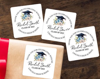 Thank You Stickers for Graduation 2025/Bulk Custom Party Favor Labels/Envelope Seal Stickers/Congrats Grad Gift Label/Celebration Graduation