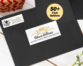 50+ Fonts Graduation Return Address Label/Grad Guest Address Label/Custom Grad Label/Grad  Invitation Recipient Address Labels/Class of 2024