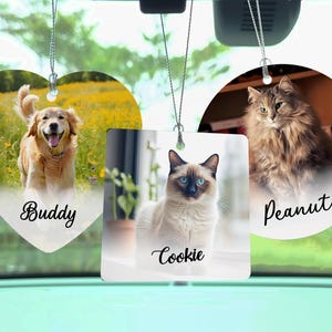 Personalized Pet Air Freshener/Photo Car Air Freshener/Memorial Pet Car Freshener/Photo Car Ornament/Pet Gift for Cat Owner/Car Accessories