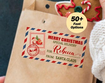 Personalisierte Weihnachtspostaufkleber/Bulk-Weihnachtsgeschenkaufkleber/Von Weihnachtsetiketten/Weihnachtsgeschenkanhängeraufkleber/Weihnachtsgeschenkaufkleber/Aufkleber vom Weihnachtsmann
