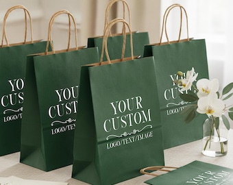Personalized Logo Kraft Paper Gift Bags, Custom Party Favor Bags for Wedding Party & Business Events