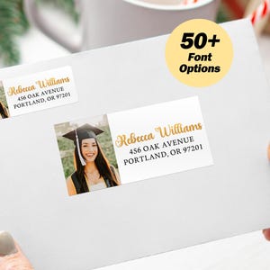 Custom Graduation Address Labels with your photo or logo/Grad Photo Guest Address Labels/Grad Return Address Labels/Invitation Mailing Label