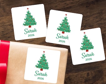 Christmas Stickers, Christmas Gift Labels, Custom Name Labels, Christmas Tree Gift Tags, Holiday Gift Labels, Minimalist Holiday Label Tags