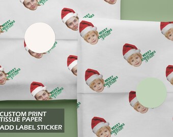 Personalized Santa Face Gift Wrap/Custom Christmas Tissue Paper/Merry Christmas Tissue Paper/Christmas Gift Wrapping Paper/Packaging Paper