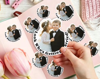 Custom Wedding Face Stickers: Look Who is Getting Married, Bachelorette & Bridal Shower Decorations