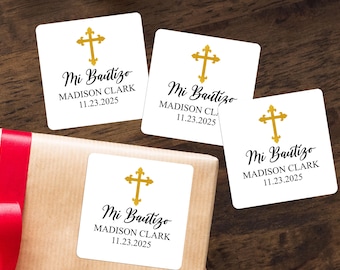 Personalized Mi Bautizo Party Favor Labels/Baptism Thank You Tags/Christening Ceremony Favor Labels/Baptism Gift Labels/New Baby Party Gifts