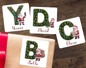 Personalised Christmas Name Sticker Labels/Christmas Stickers/Christmas Labels/Christmas Gift Tag/Custom Santa Initial Sticker/Gift Wrap Tag