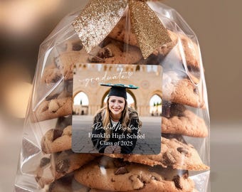 Abschlussfoto-Geschenkaufkleber / benutzerdefinierte High School Senior-Etiketten / Abschlussfeierbevorzugungsetiketten / Abschluss-Süßigkeitskeks-Aufkleber / Abschlusszeremonie