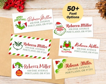 Merry Grinchmas Return Address Labels Christmas Guest Labels Grinch Address Labels Christmas Labels Grinch Mailing Label Funny Grinch Gifts