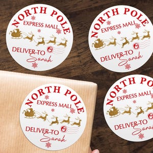 Nordpol Geschenkaufkleber/Kinder Weihnachtsgeschenkanhänger/Weihnachtsgeschenkanhänger/Weihnachtsgeschenkanhänger/Weihnachtsaufkleber mit Namen/Nordpol Weihnachtsmann Etiketten