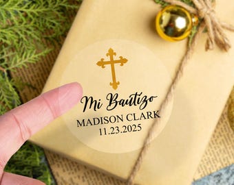 Mi Bautizo Party Favor Labels/Personalized Baptism Gift Stickers/Christening Guest Gift Thank You Tags/Envelope Seal Stickers/Religious Gift