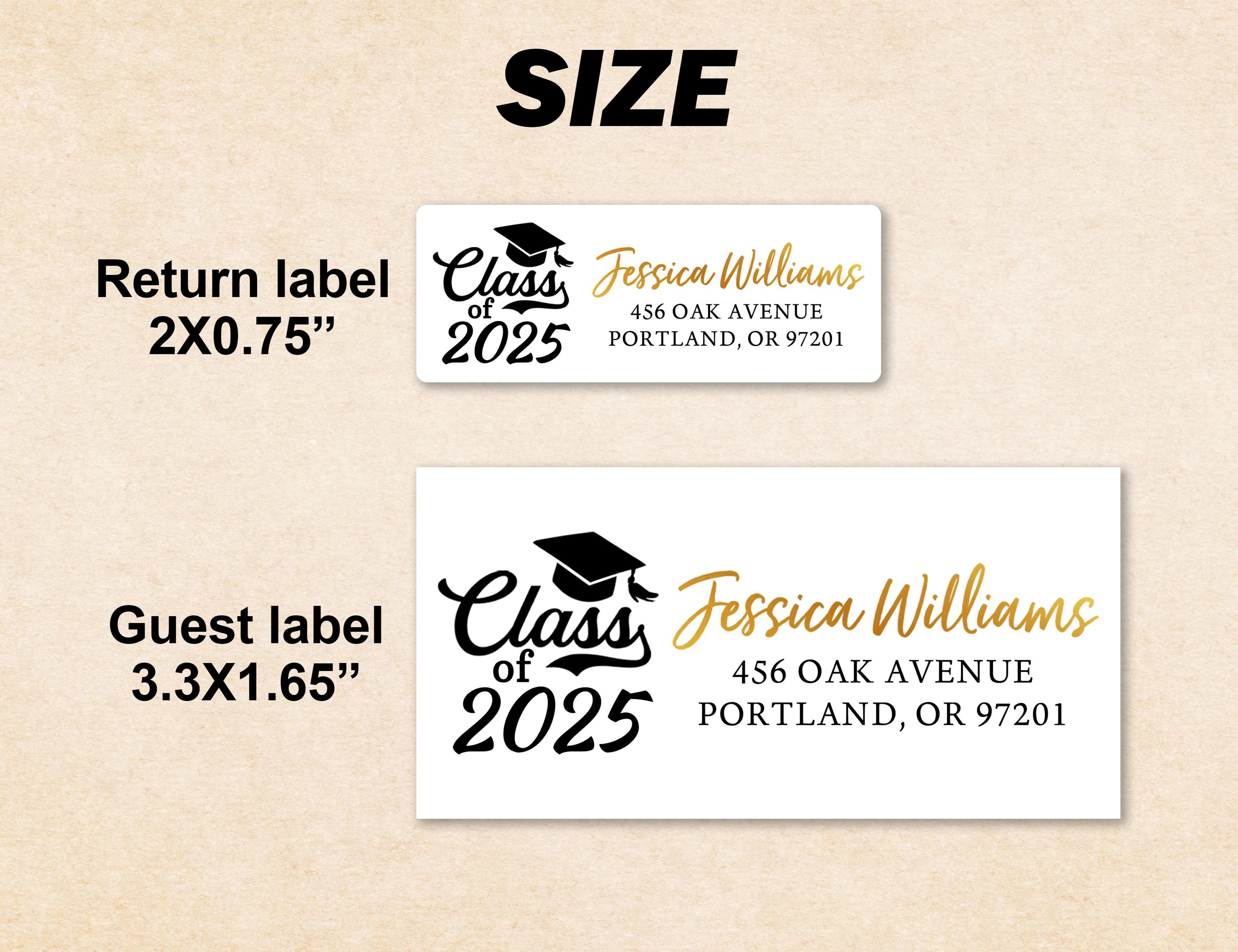 50+ Fonts Graduation Return Address Label/grad Guest Address Label ...