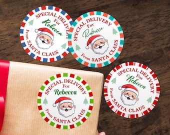 Personalised Special Delivery From Santa/Santa Claus Gift Tag Stickers/Custom Christmas Name Sticker/Christmas Present Stickers Gift Labels