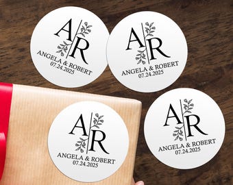 Wedding Couple Initial Gift Stickers/Personalized Monogram Wedding Favor Labels/Engagement Labels/Favor Stickers/Wedding Invitation Stickers