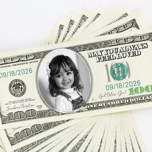 100 Dollar Bill Template/Bulk Dollar Bill/Your Face on Money/Custom Game Party Play Money/Picture on Dollar/Party Favor/Hundred Dollar Bucks