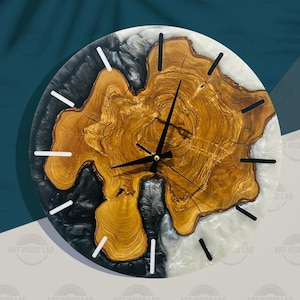 Custom Made Resin & Olive Wood Wall Clock, Made to order Epoxy and Olive Wood Wall Clock, Home gift, Live Edge Rustic Olive Wood Wall Clock