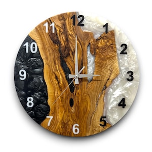 Custom Resin Wood Wall Clock with Live Edge Design – Unique Handmade Epoxy Clock for Rustic Modern Home Decor and Gift Ideas