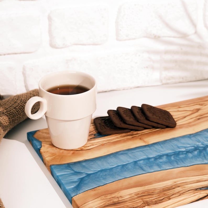 Personalized Custom Olive Wood and Epoxy Charcuterie Board, Stunning