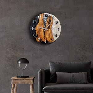 Olive Wood Wall Clock, Live Edge Rustic Olive Wood Wall Clock, Custom Made Resin Clock , Home gift,  New Home Gift