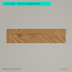 Crocodile Wall Relief, 1 STL File for CNC Carving, Digital Download