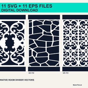 11 SVG + 11 EPS Room Divider Files, Decorative Room Divider and Screen Patterns, Digital Download