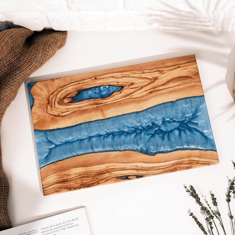 Personalized Custom Olive Wood and Epoxy Charcuterie Board, Stunning