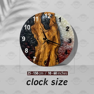 Live Edge Rustic Olive Wood Wall Clock, Olive Wood Wall Clock - Custom Made Resin , Home gift,  Birthday Gift, New Home Gift,