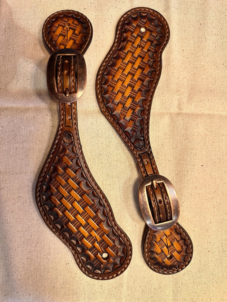 Éperons Homme En Cuir Estampé - Sangles Motif Basketweave - Showman