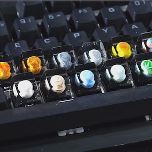 Galaxy Planet Keycap, Solar System Keycap Set, Universe Keycap, Resin Keycap for MX Cherry Switches, Custom Handmade Keyboard Gift
