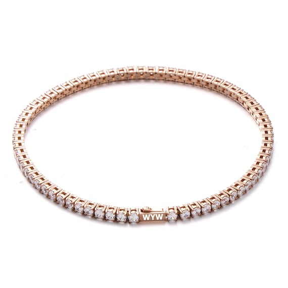 アクセサリー tennis bracelet 3mm 18K. 18cm Amazon.com: SHKA | AAA + 3.0mm Cubic Zirconia | 18K Gold