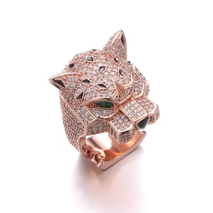 Rose Gold Panther Ring. 18K Rose Gold Plated. 5A CZ (5A Cubic Zirconia Is The Highest Quality Of CZ Stones)