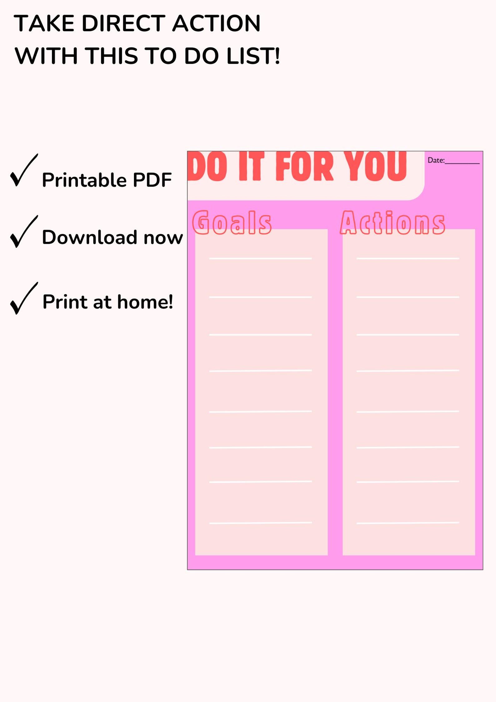 Task Management to Do List Actionable Printable Day Planner Do It for ...