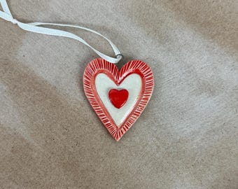 Handmade heart ornament with heart pendant, vintage-inspired wall ornament, unique gift, country style, Easter