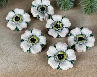 Handmade Anemone Brooches Made of Ceramic Flower Jewelry Elegant Gift Idea Handmade Ceramic Flowers Pin Plants Christmas Garden
