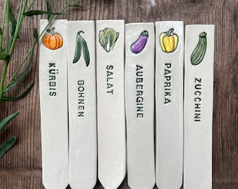 Labeled plant markers, herb markers, handmade ceramic plant markers, labels for vegetables, garden decoration, plant markers, Easter