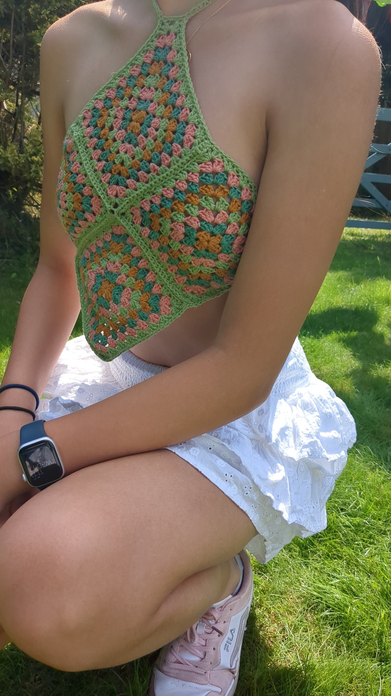 BiBi Granny Square Front Long Sleeve Top