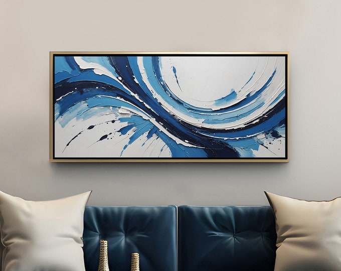 Abstract Art in Blue Modern Wall Decor Luxury Wall Art Oversized Modern ...