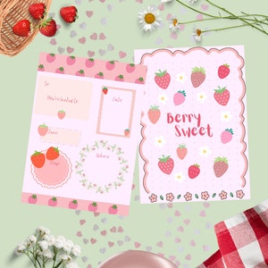 Cartes d'invitation baies et fraises sucrées
