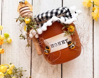 Honey Pot, Hunny, Party Decor, Gift Idea, Farmhouse, Bees, Centerpiece, Tiered Tray, Shelf Sitter, Bee Kind, Bee Happy, Skep, Dipper, Pooh